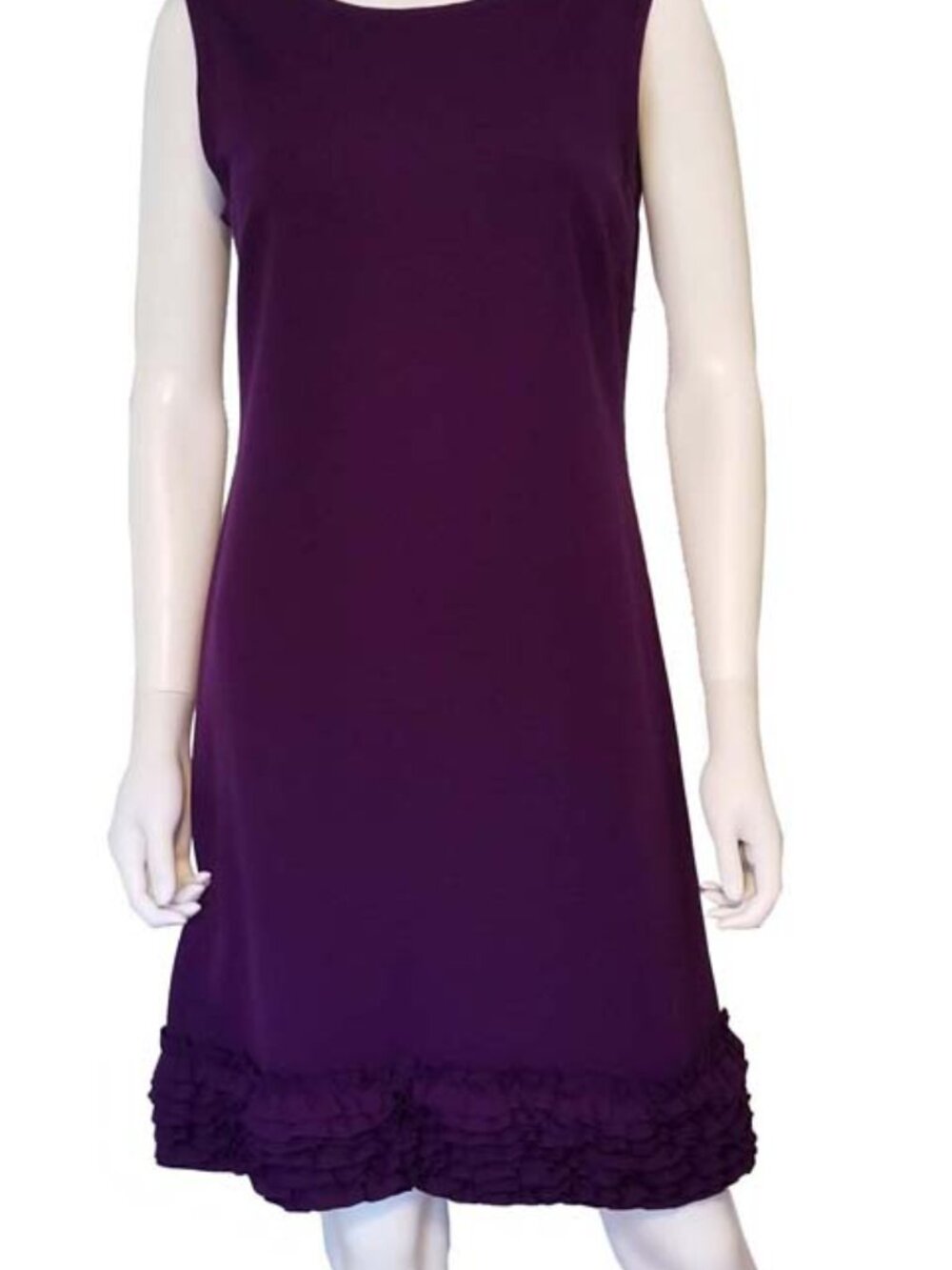TAYLOR BRAND RUFFLE HEM SLEEVELESS DRESS - Picture 7 of 8